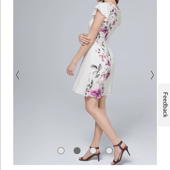 White House Black Market Floral White A line Dress for Work Spring Bridal Shower - Picture 2 of 7